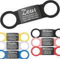 Anavia Slide On Silent Pet ID Tags, S/M/L/XL Personalized Black Stainless Steel Colored Silicone Cat Dog Name Tag, Customized Engraved Nameplate, Quiet Chew-Proof Pet Collar Tag (Black, X-Large)