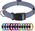 TagME Reflective Nylon Dog Collars, Adjustable Classic Pet Collar with Quick Release Buckle for Small Dogs, Grey, 3/4" Width