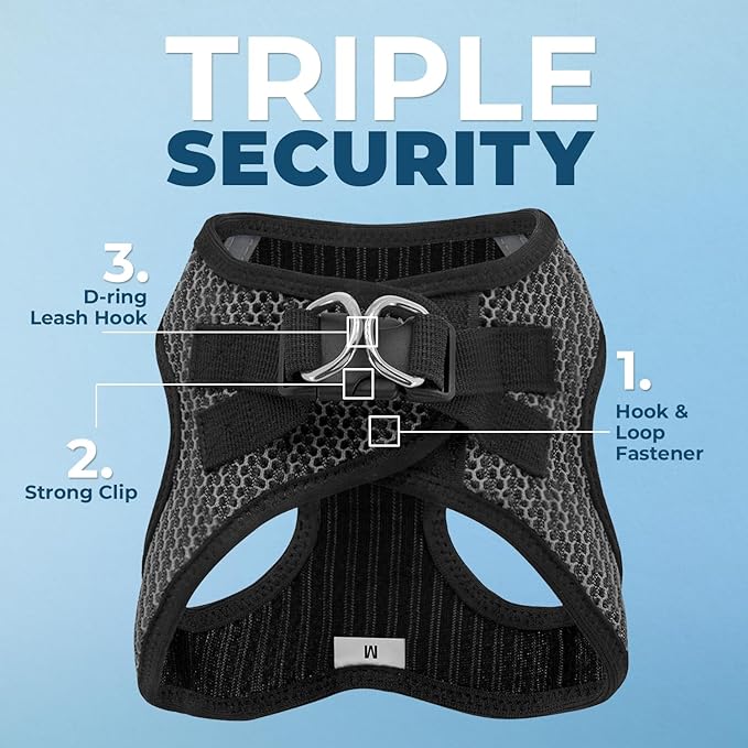 Best Pet Supplies Voyager Step-in Air Harness - All Weather Mesh, Reflective, No Pull Harness for Dogs, Cats - Secure with Hook & Loop Fastener, Buckle, Double D-Rings - Gray 2-Tone, S