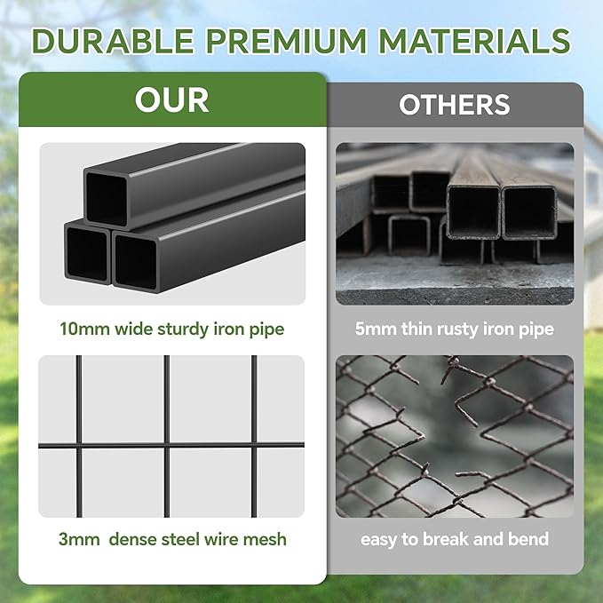 Mr IRONSTONE Outdoor Dog Kennel Heavy Duty Metal Dog Enclosure with Roof, Rotating Food & Water Feeder, Waterproof Covered Large Dog Run for Backyard, Secure Lock Design (4'L x 4'W x 4.4'H)