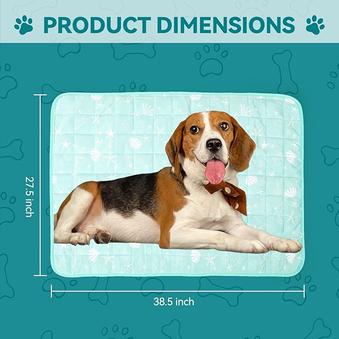 SUPRIY Pet Cooling Mat for Dogs & Cats - Qmax 0.4 Waterproof Cooling Pad, Summer Heat Relief Mat with Japanese Polyester Tech, 3 Sizes Indoor/Outdoor Use (27.5 * 38.5, Blue Ocean)