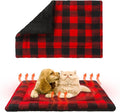 KOOLTAIL Self Warming Cat Bed, Christmas Plaid Pet Heated Pad for Indoor Outdoor Cats, Soft Thermal Double Used Warm Dog Mat, Washable Kitten Puppy House Blanket for Floor, Window Perch, Desk, Red