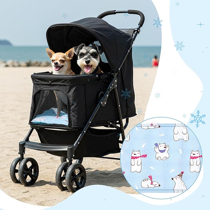 Nuanchu Dog Stroller Cooling Mat Waterproof Outdoor Pet Cooling Mat Washable Summer Cat Sleeping Blanket for Pet Stroller(11.81 x 19.69 Inches,Colorful Bear)