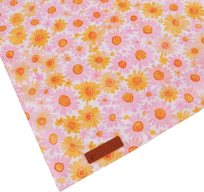 ADOGGYGO Floral Dog Bandanas 2 Pack, Daisy Flower Pet Scarf, Premium Fabric, Adjustable Fit Spring Summer Floral Bandanas for Extra Large Dogs (X-Large)