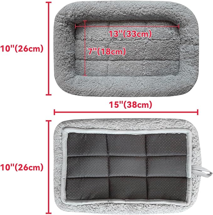 Enjoying Cat Mat Bed 10" x 15" Pet Bed with Pillow Around for Puppy Kitten Curled Sleeping Beds for Carrier/Crate Small Dog Cushion, Anti Skid Bottom, Small
