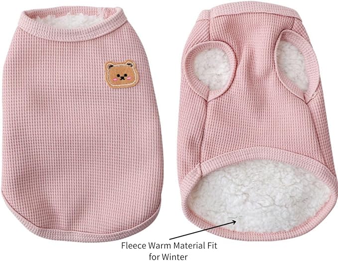 Fleece Cotton Cats & Dogs T-Shirts: Soft, Breathable & Stretchy Winter Vests for Medium & Small Dogs