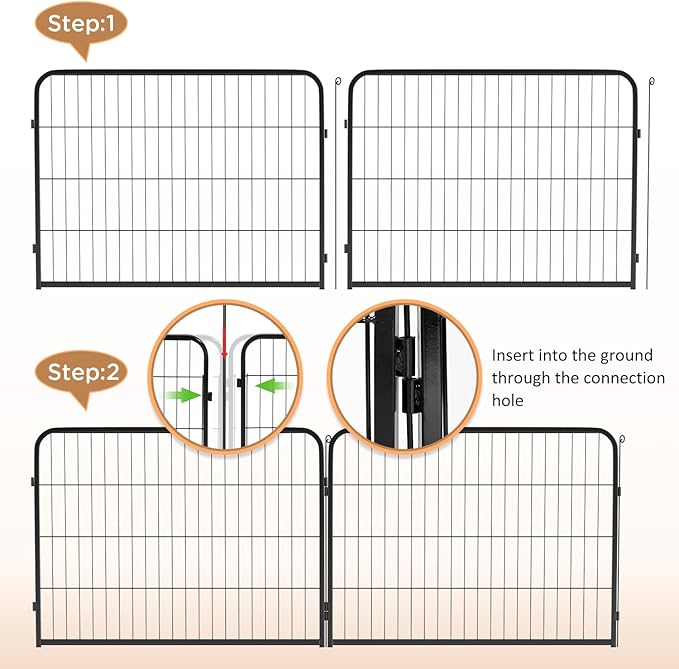 BestPet | Dog Playpen | 40 Inch, 12 Panels | Heavy Duty Metal Pet Exercise Pen | Indoor Outdoor Fence Panels | Rust-Resistant, Removable, Tool-Free Setup | Anti-Skid, Expandable Design