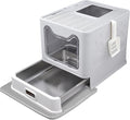 Enclosed Cat Litter Box with Lid Top Exit Covered Metal Stainless Steel Litter Box Leak Proof & Odorless Easy to Clean Including Cat Litter Scoop and Litter Mat