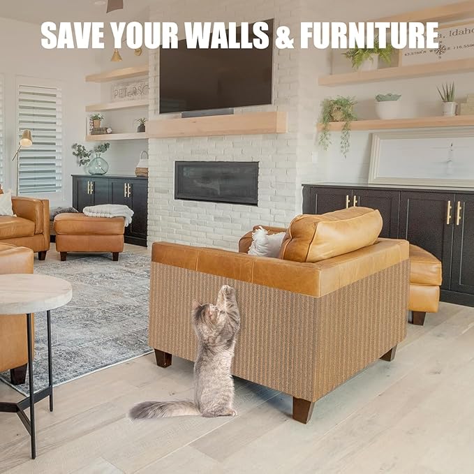 Cat Scratcher Mat-Cork Cat Scratch Pad Rug-cat Couch Protector-Wall Scratchers for Indoor Kitten Scratching&Stretching-Scratch Furniture Protector for Post&Sofas&Couch&Carpets&Floor-Gifts-40 * 17Inch