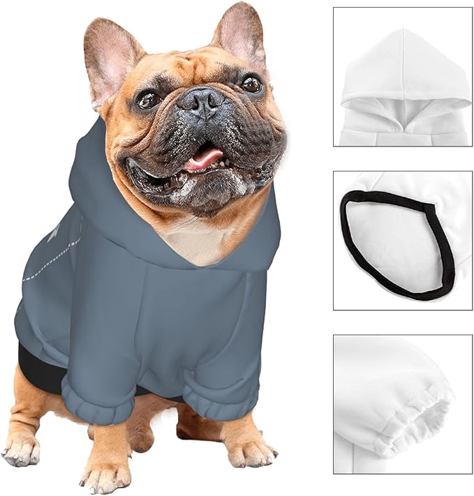 Personalized Chihuahua Dog Hoodie, Custom Pet Warm Sweatshirt Costume with Name Number Photo, Customize ID Clothes for Pupppy Kitten Dogs Cats, SlateGray, XS
