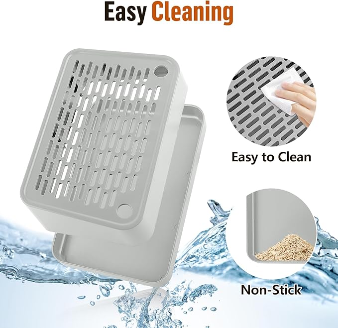 Cat Litter Box Ramp, Litter Box Step Mat with Filter Function, Cat Litter Catcher for Self-Cleaning Litter Boxes, Cats Pedal Stool Ideal for Kitten & Elderly Cats (Light Grey)