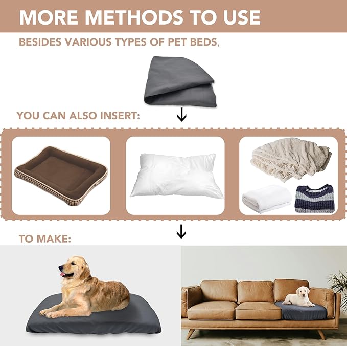 Dog Bed Cover Waterproof Replacement Machine Washable Covers for 41x27 Inch Dog Bed Heavy Duty Scratch Resistant Mattress Protector Pet Bed Cover Only Grey