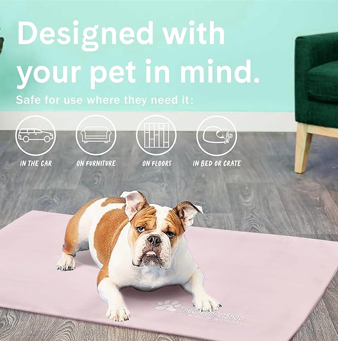 The Green Pet Shop Dog Cooling Mat Cover - Medium, Nude/Pink - Protect Your Cool Pet Pad from Dirt & Damage - Machine Washable