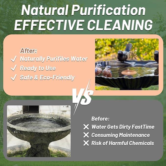 4 Inches Pure Copper Bird Bath Purification Disk,0.6mm thick,Reinforced Copper Purification Cleaner with Four-Point Support,All-Season Safe Clean Water Solution,Universal Fit for Outdoor Birdbath&Bowl