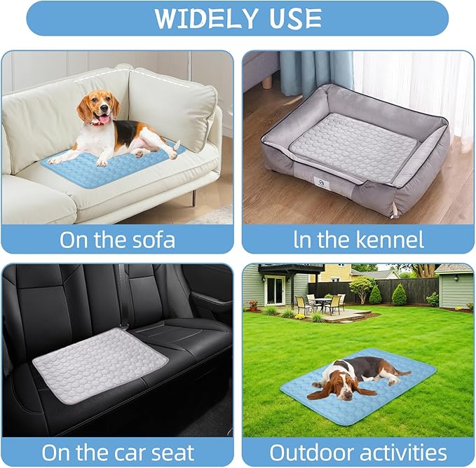 Dog Cooling Mat,2025 Upgrade Pet Cooling Mat for Dogs Cats,Summer Ice Silk Cool Mats & Sleeping Pad for Indoor or Outdoor,Perfect as Blanket for Kennel Sofa Bed Floor Car (Grey, Large, 26.7"x20.8")