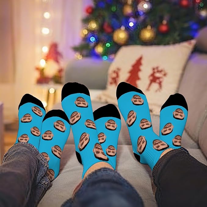 D-Story Custom Face Socks, Personalized Photo Picture on Socks, Unisex Athletic Crew Socks for Men Women