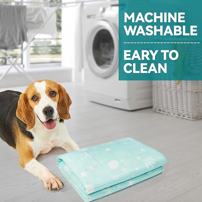 SUPRIY Pet Cooling Mat for Dogs & Cats - Qmax 0.4 Waterproof Cooling Pad, Summer Heat Relief Mat with Japanese Polyester Tech, 3 Sizes Indoor/Outdoor Use (15.5 * 19.5, Blue Ocean)