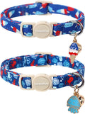 Lionet Paws 2pcs Pack Summer Cat Collars,Breakaway Kitten Blue Cat Collars,Sea Shell and Popsicle Cats Collar