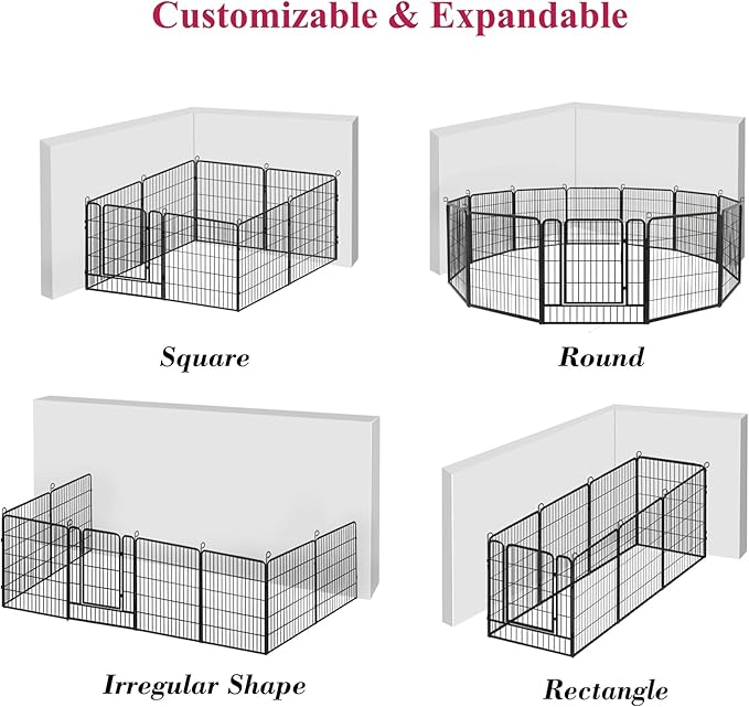Dog Playpen Dog Fence Outdoor for Yard, 32inch 42 Panels Dog Pens Outside Anti-Rust Pet Playpen Exercise Pen with Lock, Portable Pet Fence for Yard RV Camping