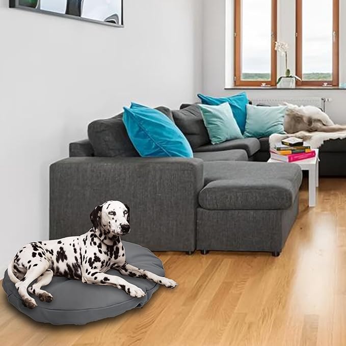 Dog Bed Cover Waterproof Machine Washable Replacement Mattress Protector Pet Bed Round 36x36 Inch Grey Polyester