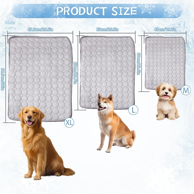 Dog Cooling Mat,2025 Upgrade Pet Cooling Mat for Dogs Cats,Summer Ice Silk Cool Mats & Sleeping Pad for Indoor or Outdoor,Perfect as Blanket for Kennel Sofa Bed Floor Car (Grey, X-Large, 38"x26.5")