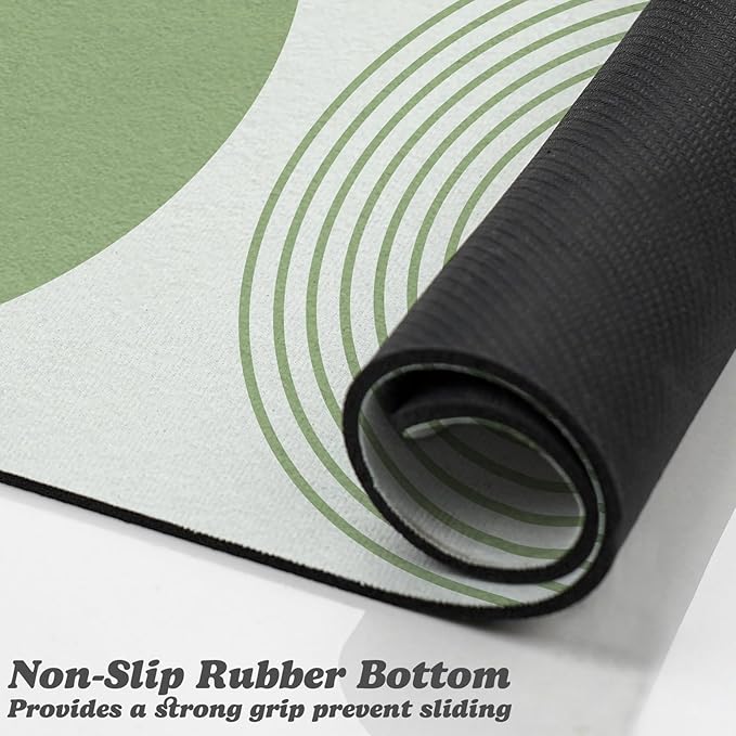 Dog Food Mats for Floors Waterproof, Cat Water Bowl Mats Pet Feeding Absorbent Mat Placemats for Food and Water Green Bohemia 17 * 30 inch