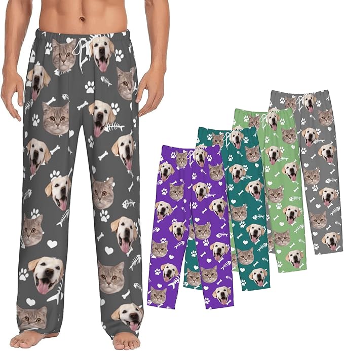 Personalized Pajamas Pants with Photo for Men Women, Custom Pajama Pants Anniversary, Mens Pajama Pants with Pockets