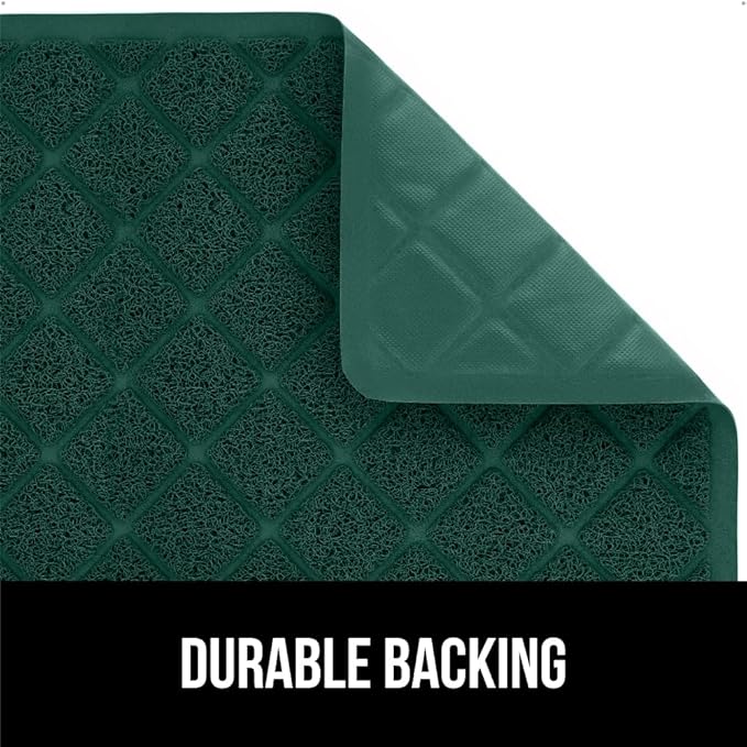 GORILLA GRIP Cat Litter Box Mat, 35x23, Water Resistant, US Designed Kitty Litter Trapping Mats, Easy to Clean, Scatter Control, Less Mess and Clean Floors, Kitten Supplies for Indoor Cats, Dark Green