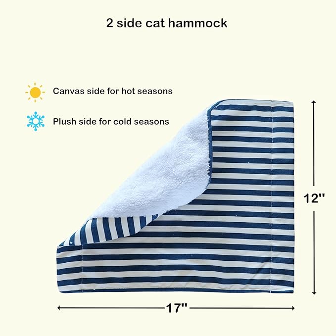 Cat Window Perch with 2 Stairs, Natural Wood, 17'' Wide Hammock, 5 Strong Suction Cups