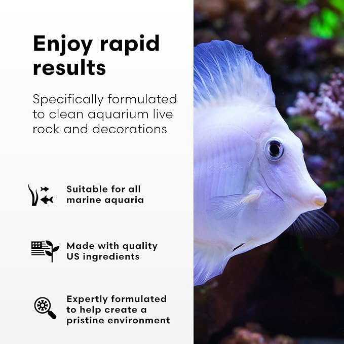 Brightwell Aquatics MicroBacter Clean - Microbial Culture & Enzyme Blend Fish Tank Cleaner - Cleans Live Rock Surfaces for Saltwater Fish Habitats - Aquarium Water Treatments, 135.25 fl oz