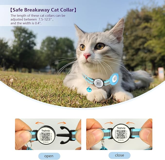 Reflective Kitten Collars with Bell,Cat Collar Breakaway with QR Code Name Tag, Cat ID Tag Personalized, Ultra-Durable, Adjustable, Quick Release, Fits Most Girl Boy Small Large Cats (Black)
