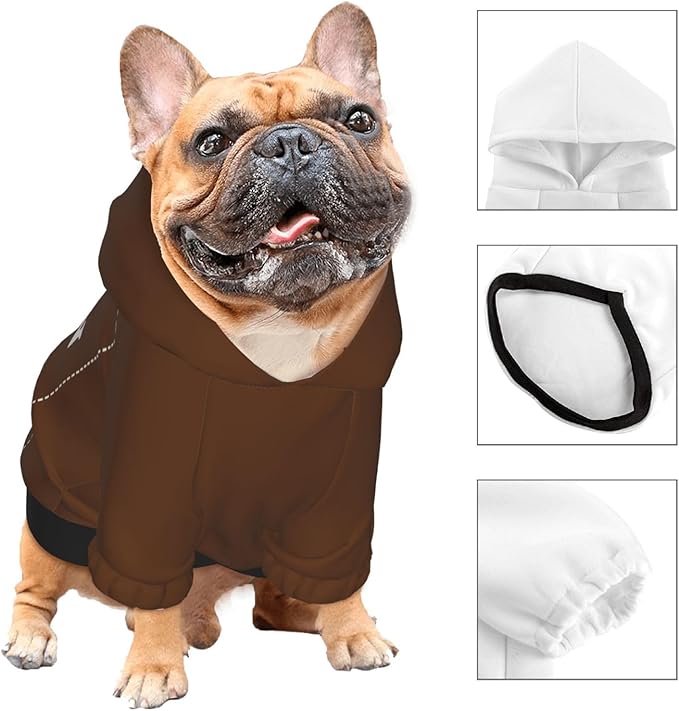 Personalized Chihuahua Dog Hoodie, Custom Pet Warm Sweatshirt Costume with Name Number Photo, Customize ID Clothes for Pupppy Kitten Dogs Cats, Chocolate, S