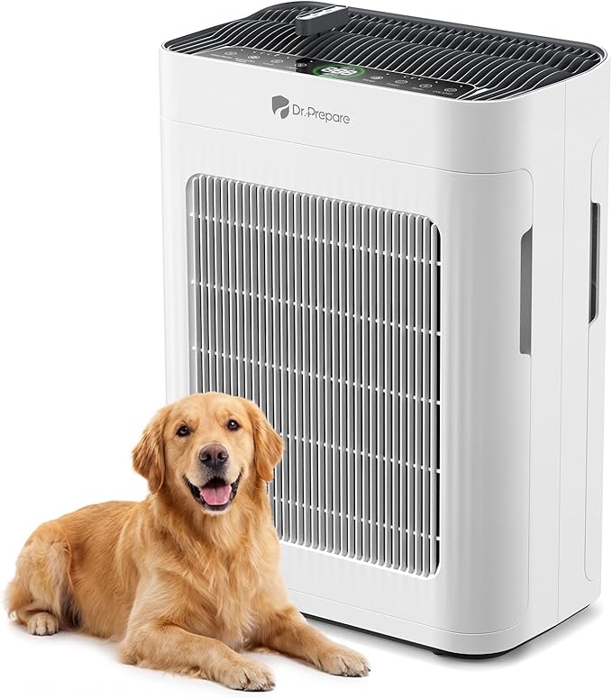 Dr.Prepare Air Purifier for Home Bedroom Large Room Up to 3,000 ft², HEPA Air Cleaner with Dual-Sided Washable Pre-Filter, 20dB Sleep Mode & Fragrance, AQI Display,Auto & Pet Mode for Smoke Odors