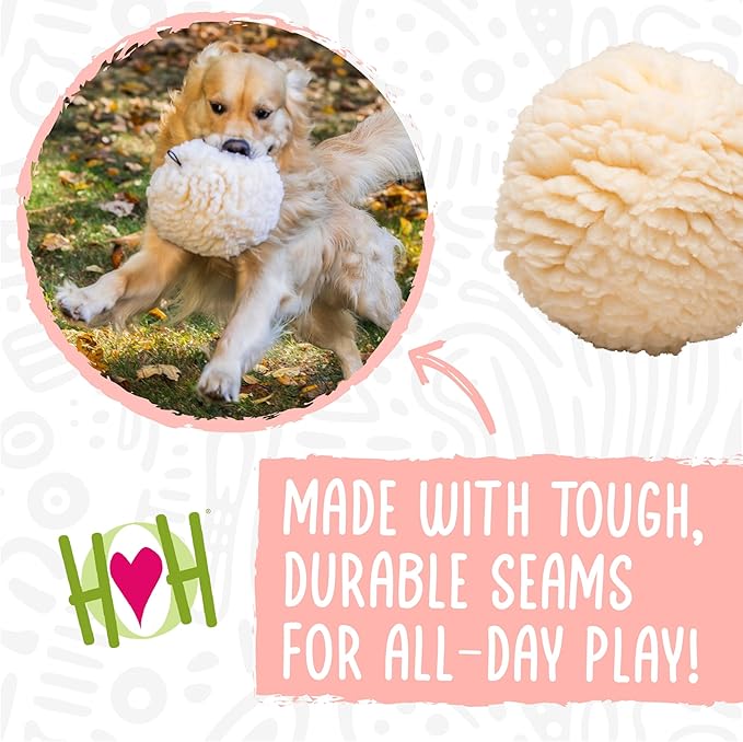 HuggleHounds Plush Ball Dog Toy - Fuzzy Round Ball Dog Toy with Soft Fleece, Durable Stuffed Plush for Small and Large Breeds - 8" HuggleFleece, Large