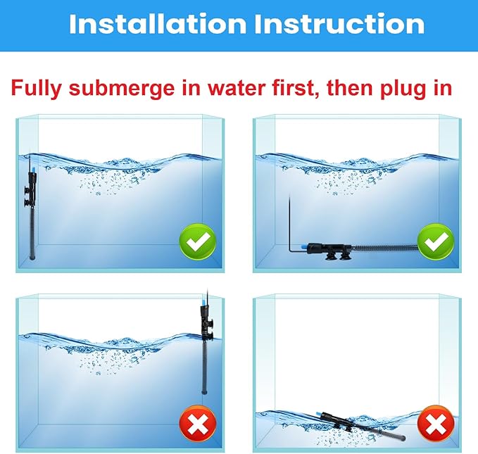 AQUANEAT Aquarium Heater, 300W Fish Tank Heater, Adjustable Submersible Water Thermostat with Thermometer