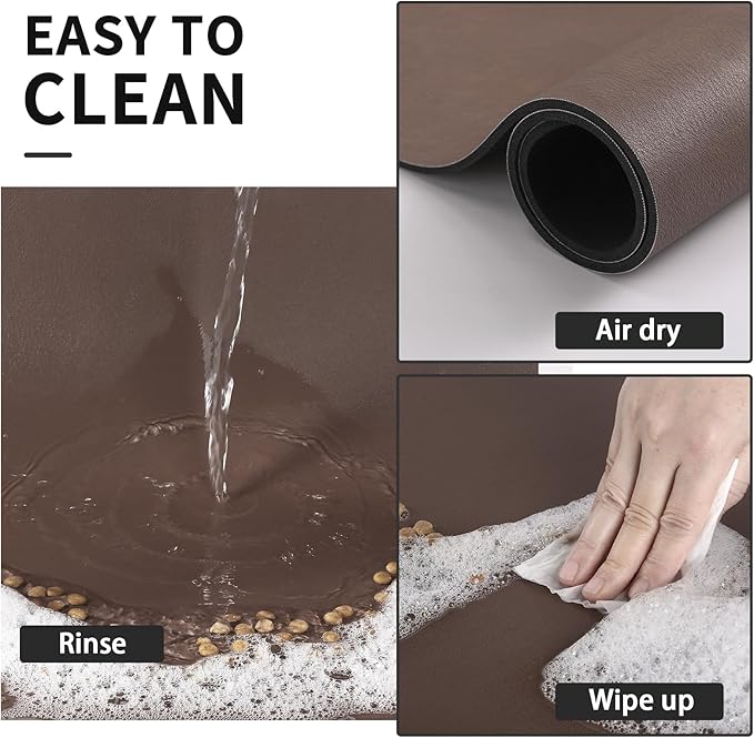 Dog Food Mat - Absorbent Cat Mat for Food and Water, No Stains Pet Feeding Bowl Mat, Easy to Clean Pet Placemats, Quick Dry Dog Water Dispenser Mat for Messy Drinkers | Paw Brown 24"x36"