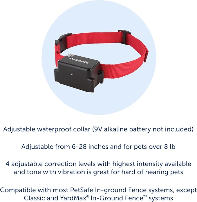 PetSafe Stubborn Dog In-Ground Fence Reciever Collar - Waterproof & Battery-Operated Adjustable Invisible Boundary Training Collar - for Dogs Older Than 6 Months Weighing 8lb+