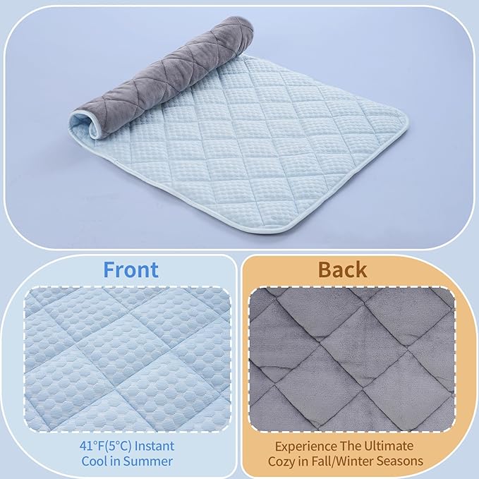 Dog Cooling Mat,Cooling Mat for Dogs, 35"x23" Cats Cooler Pad, Premium Pets Cool Bed for Crate Kennel, Indoor Cats Cool Sleeping Bed, Q-MAX >0.45, Pets Cool Pad for Summer (Large - 35*23 In)