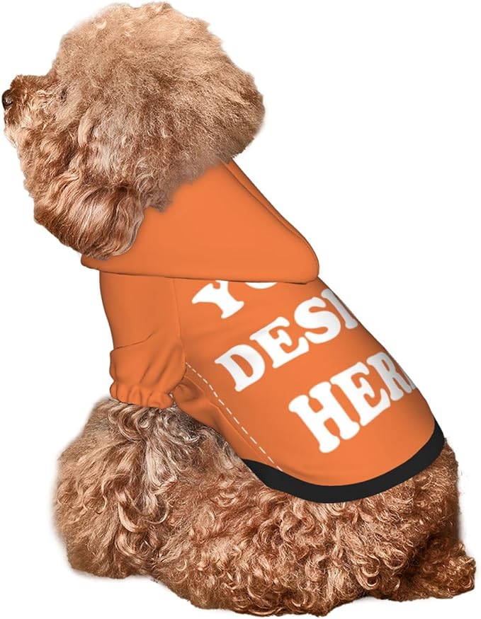 Dog Clothes, Custom Dog Hooded Sweatshirt, Personalized Pet Costume Robe Shirt with Text/Image/Club Name/Pet Shop Logo for Small Medium Large Dogs and Cats, Orange, M