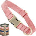 Genuine Leather Dog Collar - Adjustable Pet Collar with Quick Release Metal Buckle, Soft Skin Friendly Real Leather Collar for Small, Medium, Large Dogs (Pink, L：Fit 15-23" Neck)