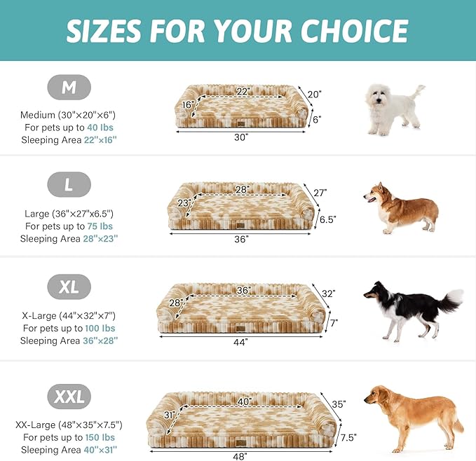 Cute Dog Bed for Small Dogs, Faux Rabbit Fur Orthopedic Foam Dog Bed with Sides, Removable Washable Cover & Waterproof Lining, Comfortable Pet Couch, Tie-Dye Brown (30" L x 20" W x 6" Th)