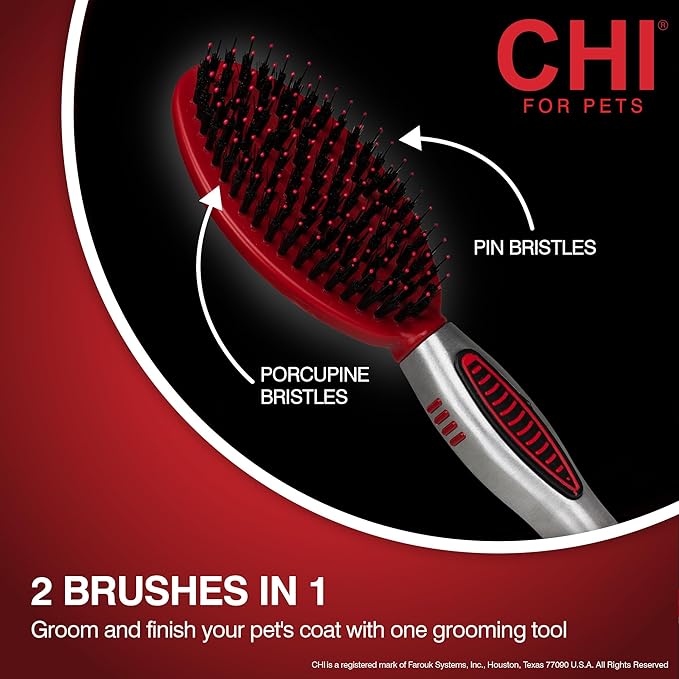 CHI Dog Brush for, Porcupine Brush for Dogs - Grooming Tools for Dogs & Puppies, Removes Mats and Tangles, Ionic Technology, Ergonomic Soft Grip Handle, Suitable for All Hair Types