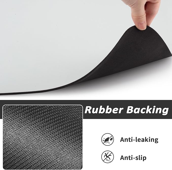 Dog Food Mat - Absorbent Cat Mat for Food and Water, No Stains Pet Feeding Bowl Mat, Easy to Clean Pet Placemats, Quick Dry Dog Water Dispenser Mat for Messy Drinkers | Light Grey 18"x34"