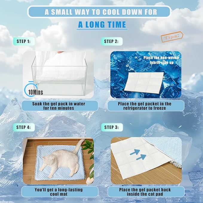 Two Uses'Cat Mat,Self Warming&Cooling Cat Mat.12 * 20in- Cooling Cat Pad,Small Animal with Free Ice Gel Bag,Two uses,Self Warming,Cats self Heating pad,Machine Washable