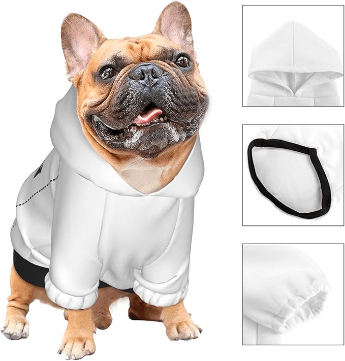 Dog Clothes, Custom Dog Hooded Sweatshirt, Personalized Pet Costume Robe Shirt with Text/Image/Club Name/Pet Shop Logo for Small Medium Large Dogs and Cats, White, XS
