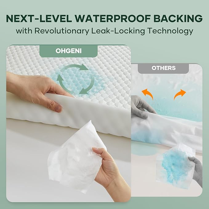 OhGeni 100% Waterproof Mattress Protector,Twin Size Mattress Soft Pad,Pet Hair & Bedwetting Resistant,Cooling Breathable Fitted Sheets,Washable Bed Cover,Non-Slip Deep Pocket,Noiseless for Kids Rooms
