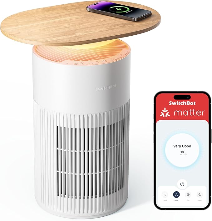 SwitchBot Air Purifier for Home Large Room up to 3620 ft², Pet Mode, Support Matter, 21dB, Washable Pre-filter, Aromatherapy, Works with Alexa, Google Home, Apple Home, Ideal for Odor, Dust & Pet Hair