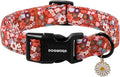 DOGWONG Red Flower Dog Collar, Cute Adjustable Floral Collar, Girl Female Dog Collar with Strong Plastic Buckle for Small Medium Large Dogs,L