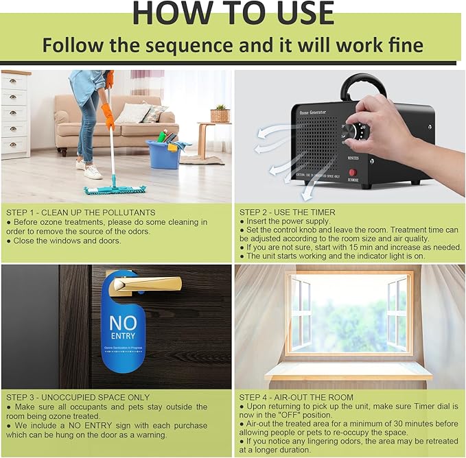 0zone Generator 65000mg - O3 Air Purifier for Home & Car, Ozone Machine Odor Removal for Smoke & Pet (Black)