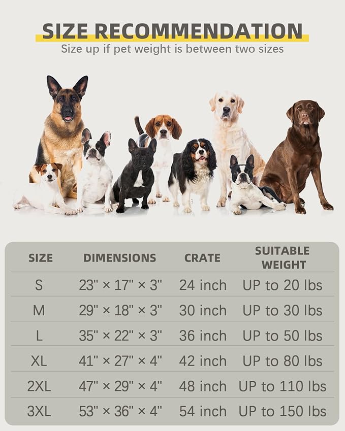 Orthopedic Dog Beds for Extra Large Dogs Waterproof Pet Kennel Pad with Removable Washable Cover and Non-Slip Bottom, 47x29 Inch, Pink